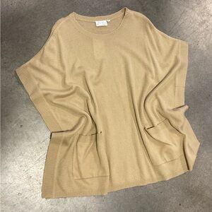 Beige wool blend poncho